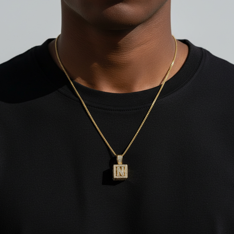 Iced Cube A to Z Letter Pendant in White Gold Iced Cube A to Z Letter Pendant in White Gold