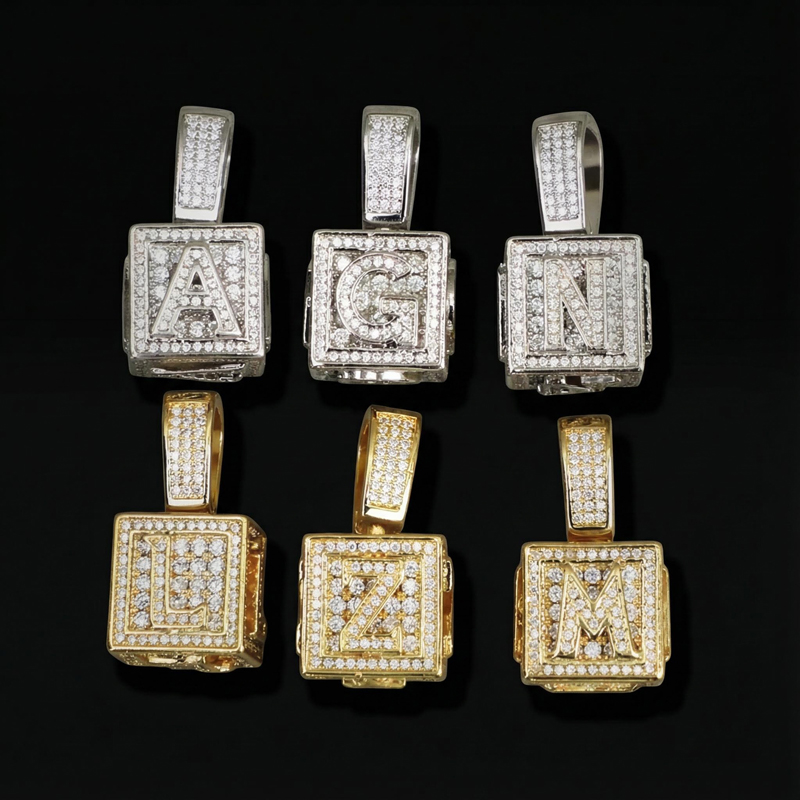 Iced Cube A to Z Letter Pendant in White Gold Iced Cube A to Z Letter Pendant in White Gold
