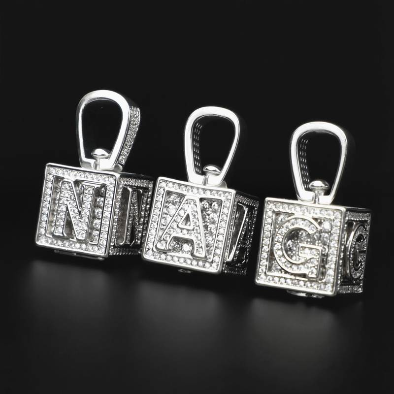 Iced Cube A to Z Letter Pendant in White Gold Iced Cube A to Z Letter Pendant in White Gold