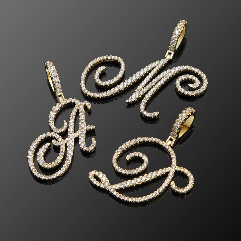 Cursive Style A to Z Initial Letters Pendant in Gold