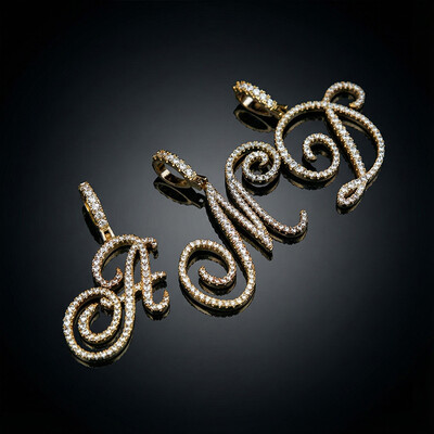 Cursive Style A to Z Initial Letters Pendant in Gold