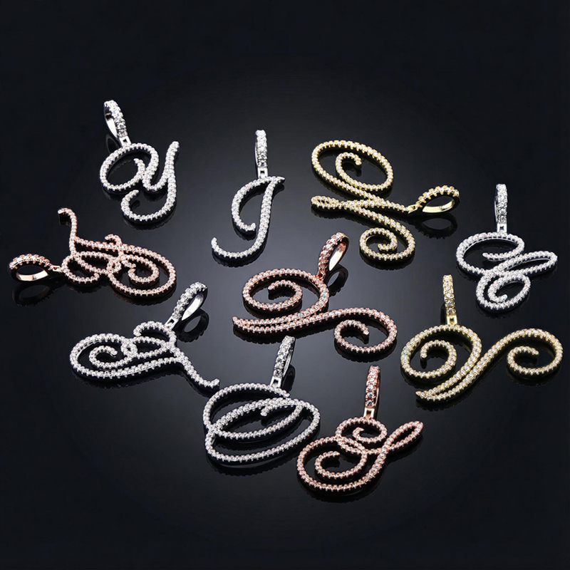 Cursive Style A to Z Initial Letters Pendant in Gold Cursive Style A to Z Initial Letters Pendant in Gold