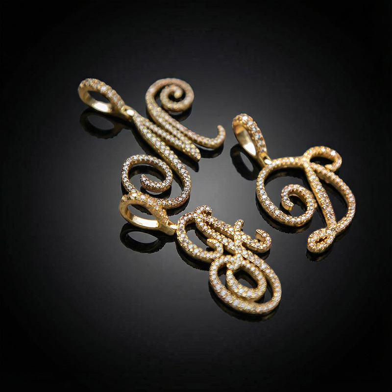 Cursive Style A to Z Initial Letters Pendant in Gold Cursive Style A to Z Initial Letters Pendant in Gold