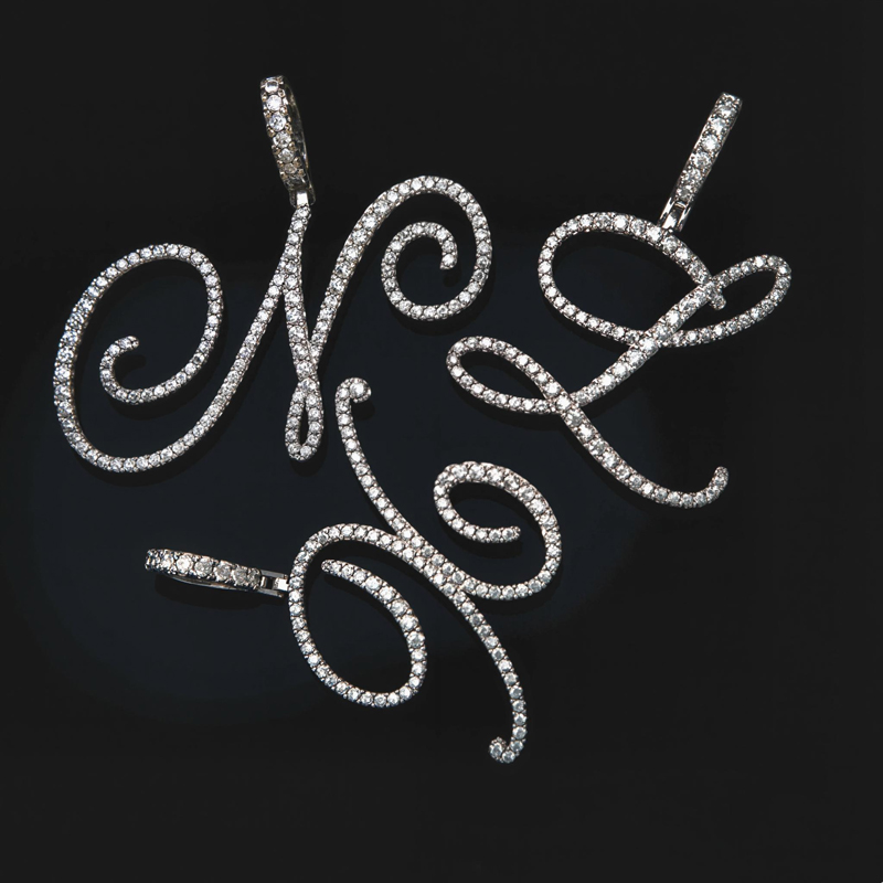 Cursive Style A to Z Initial Letters Pendant in White Gold Cursive Style A to Z Initial Letters Pendant in White Gold