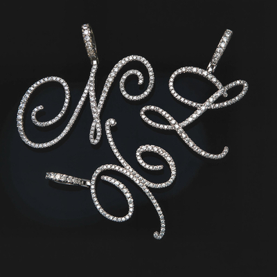 Cursive Style A to Z Initial Letters Pendant in White Gold