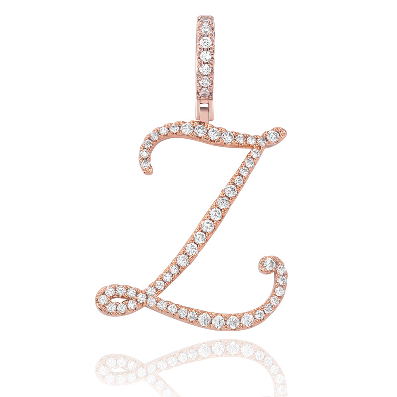 Cursive Style A to Z Initial Letters Pendant in Rose Gold