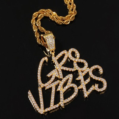 Brush Font Custom Letter Pendant in Gold