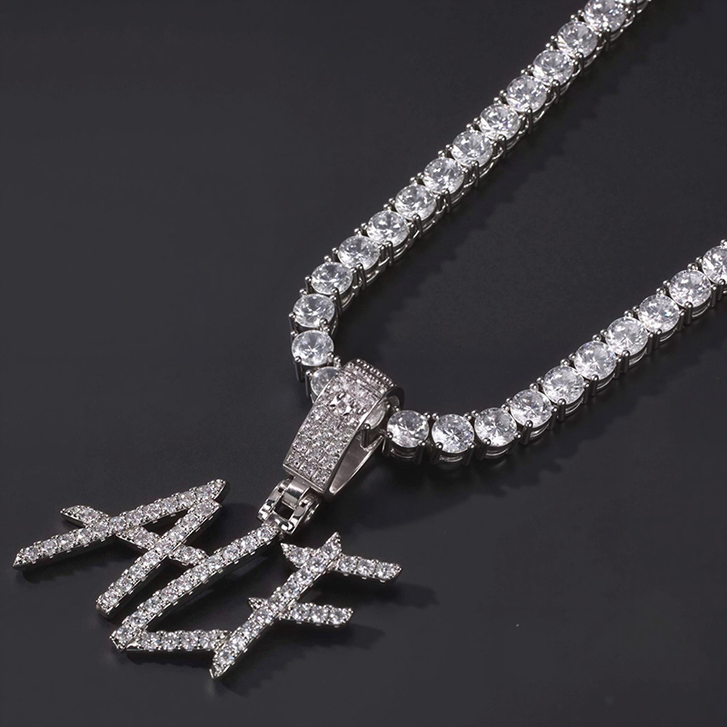 Brush Font Custom Letter Pendant in White Gold Brush Font Custom Letter Pendant in White Gold