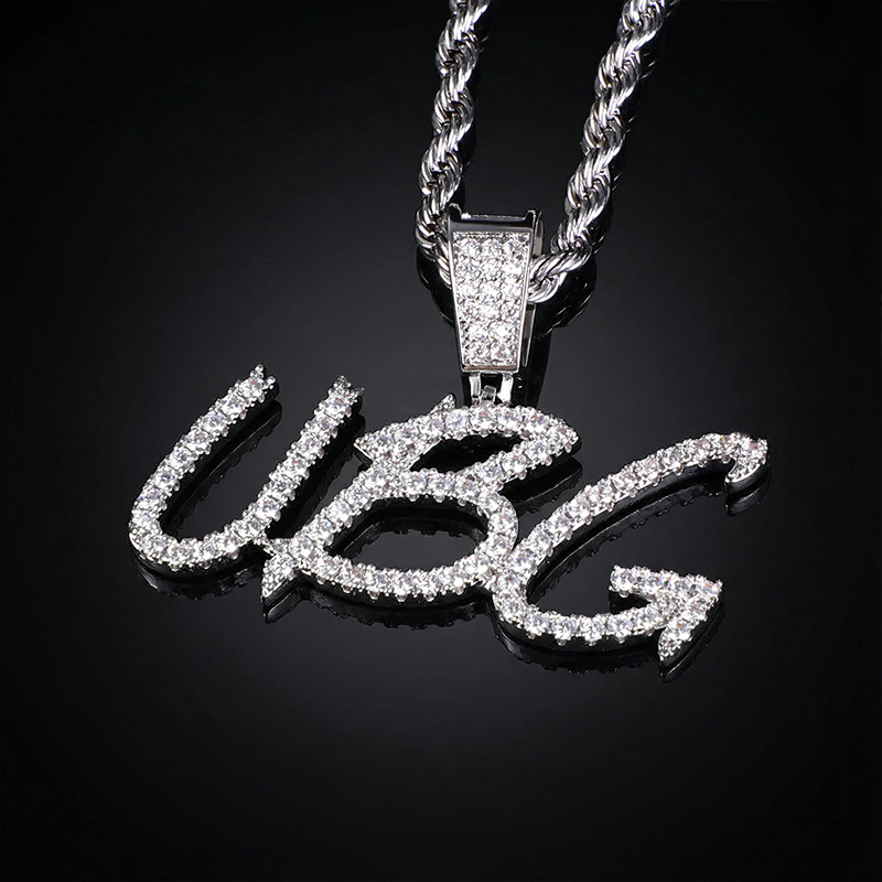 Brush Font Custom Letter Pendant in White Gold Brush Font Custom Letter Pendant in White Gold