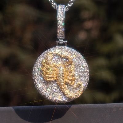 Iced Scorpion Pendant in White Gold