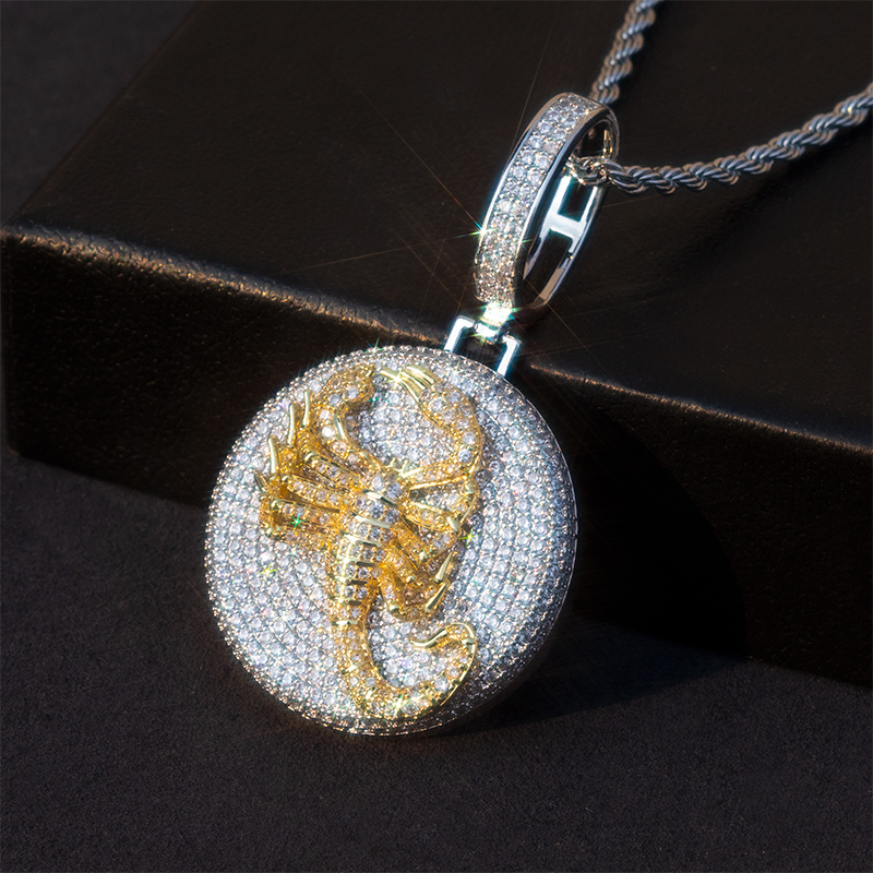 Iced Scorpion Pendant in White Gold