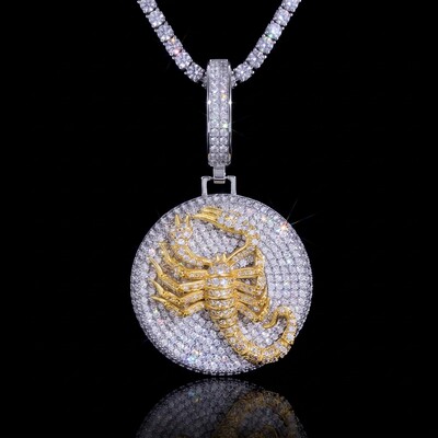 Iced Scorpion Pendant in White Gold