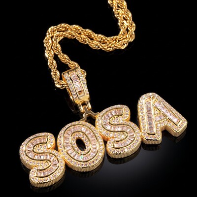 Custom A-Z Baguette Letters Pendant