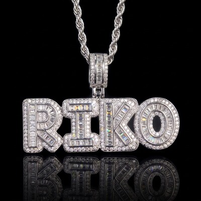 Custom A-Z Baguette Letters Pendant
