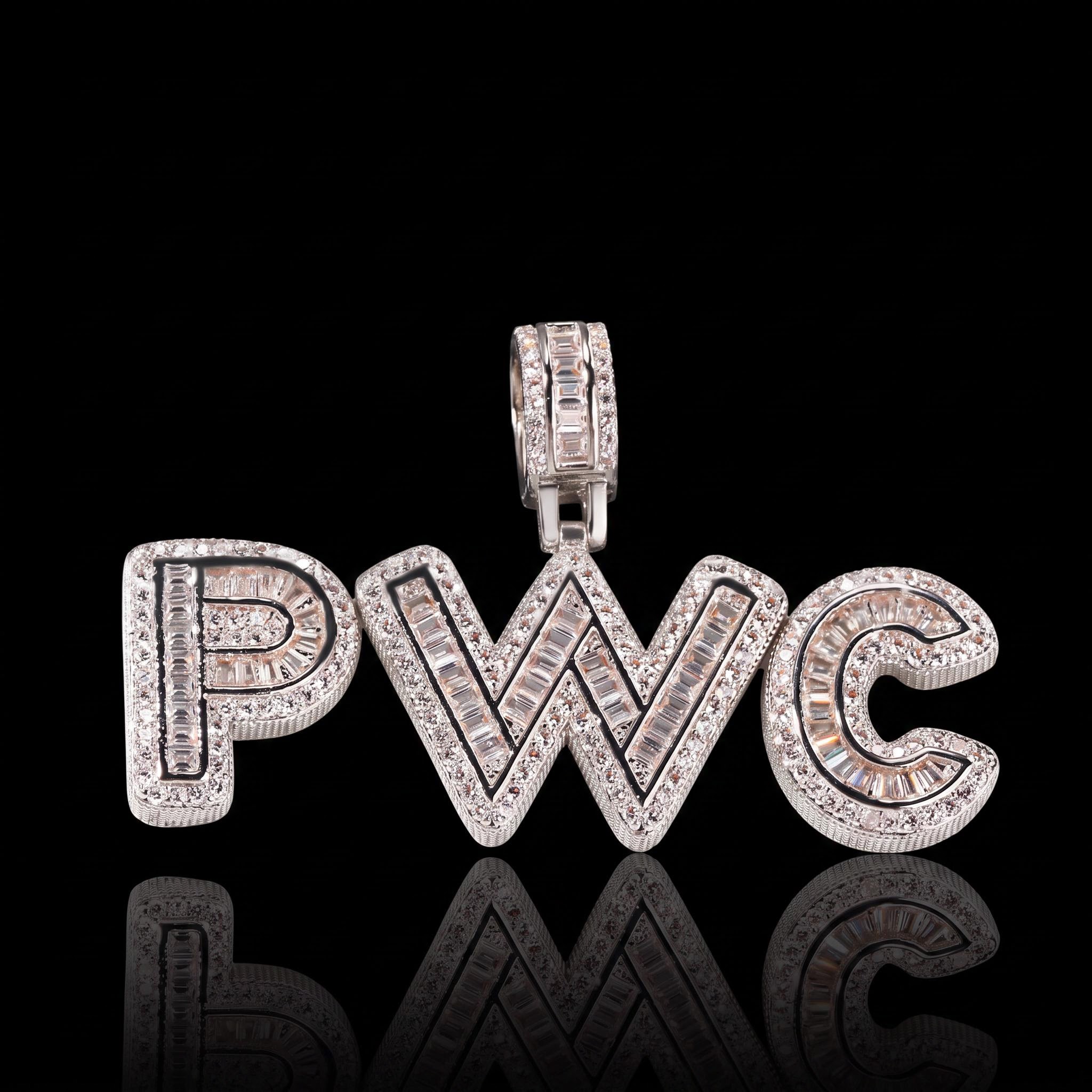 Custom A-Z Baguette Letters Pendant