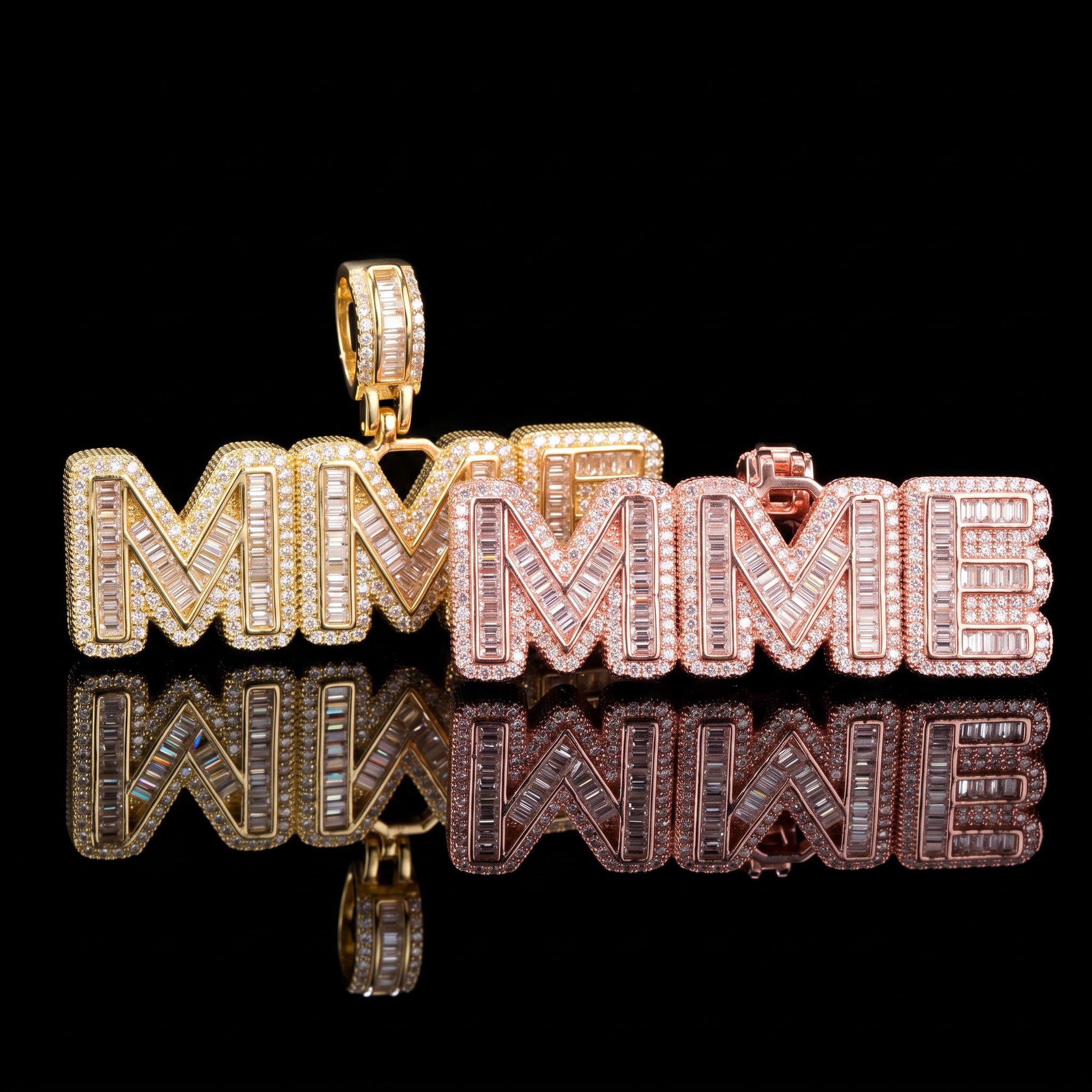 Custom A-Z Baguette Letters Pendant