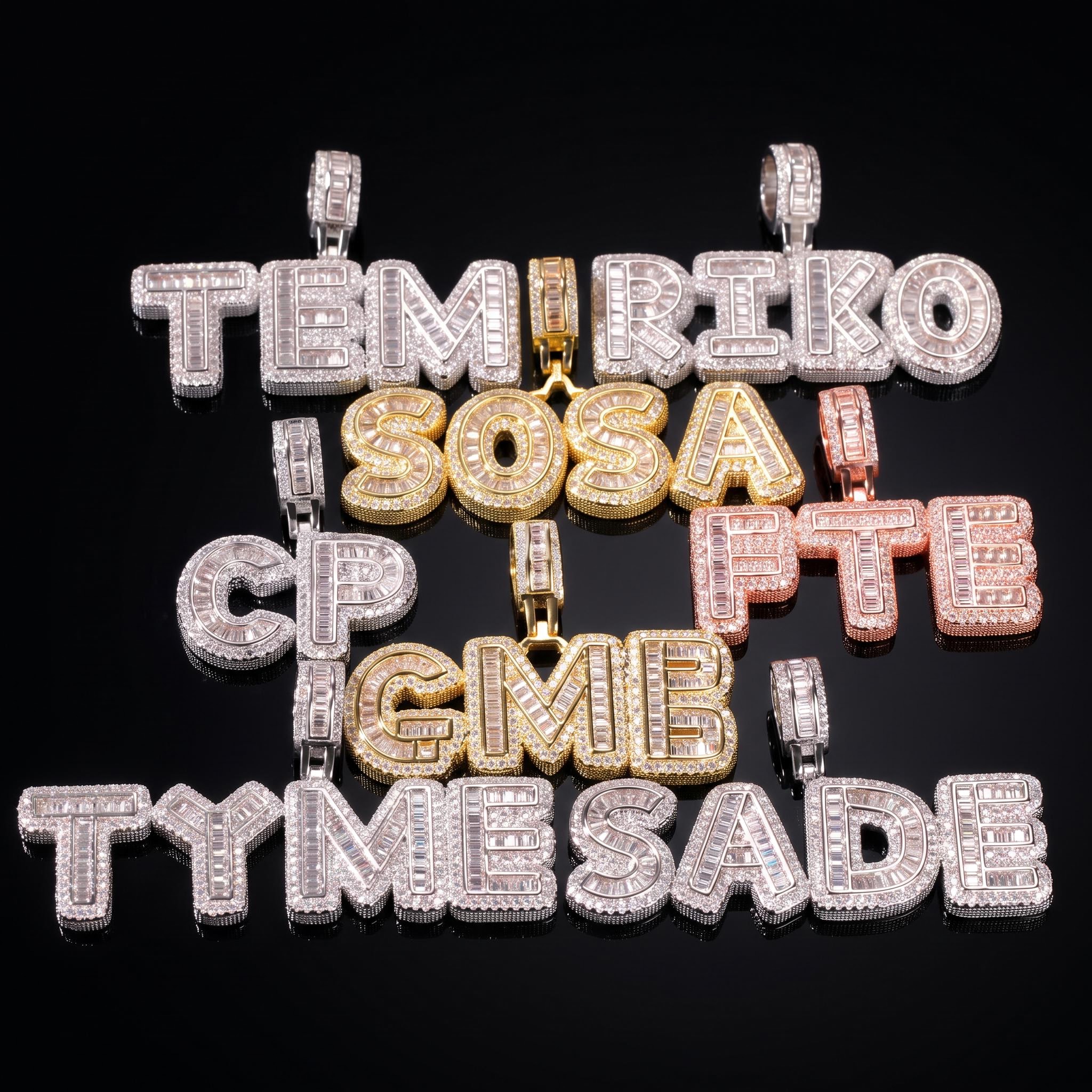 Custom A-Z Baguette Letters Pendant
