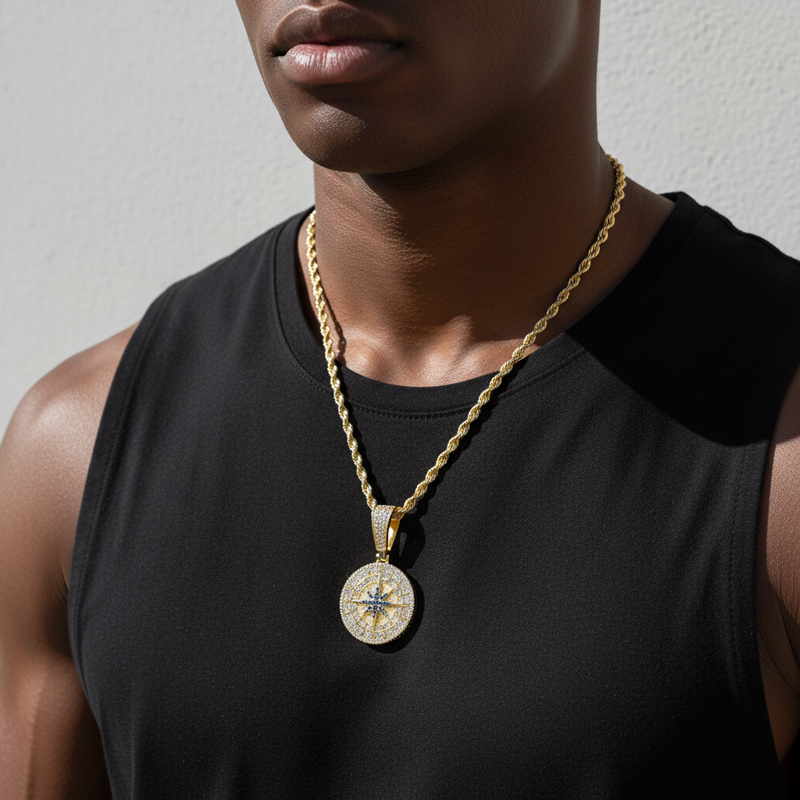 Iced Compass Pendant Iced Compass Pendant