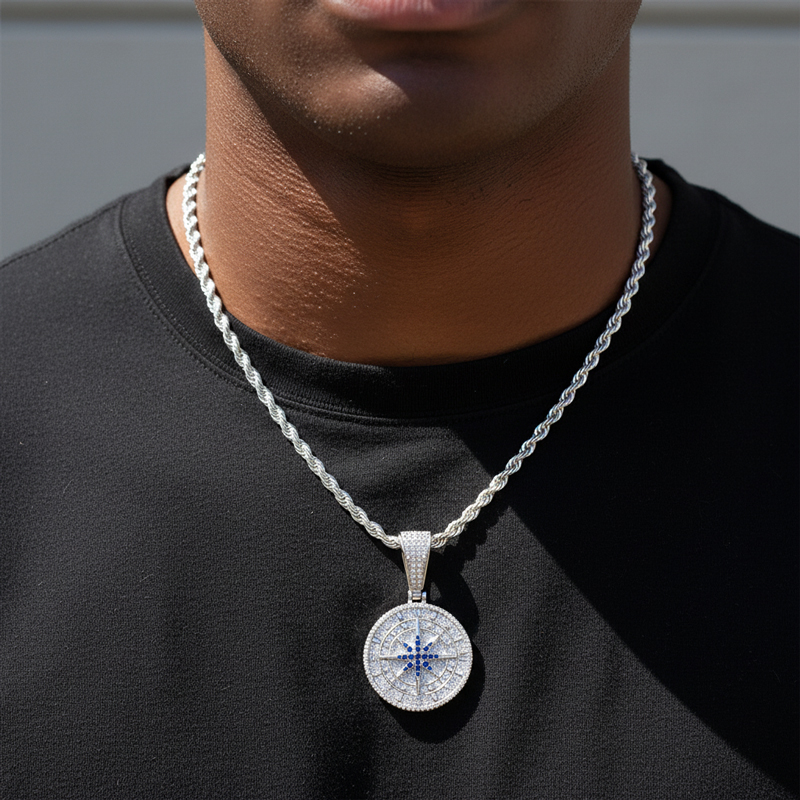 Iced Compass Pendant Iced Compass Pendant
