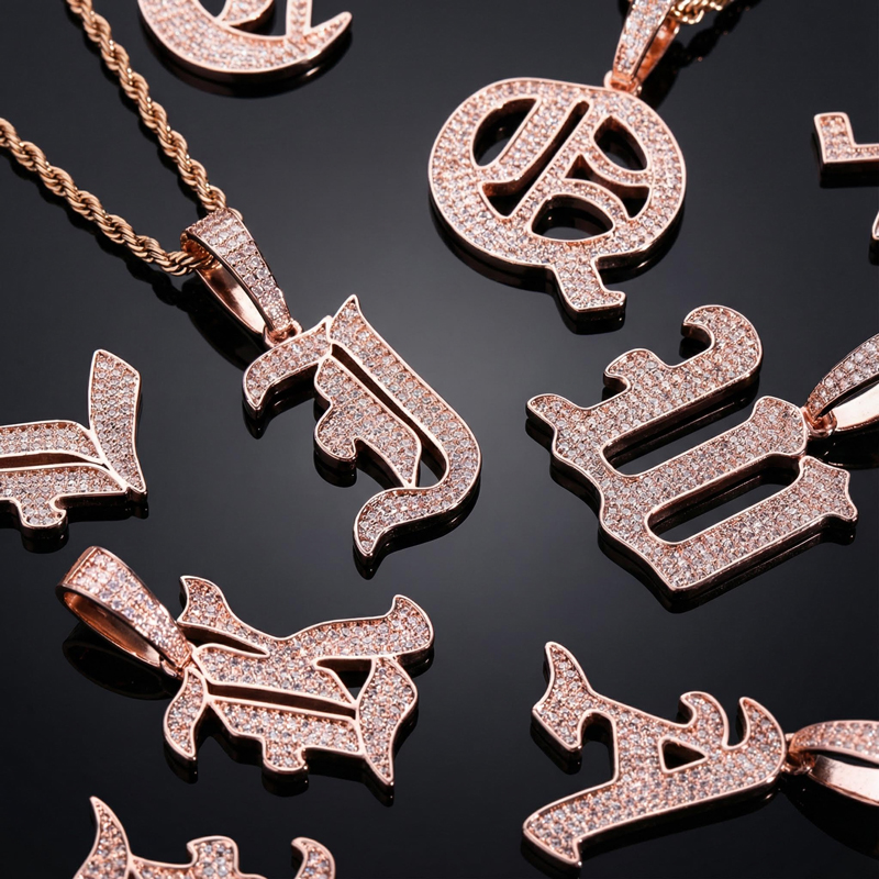 Iced Old English 26 Letters Pendant