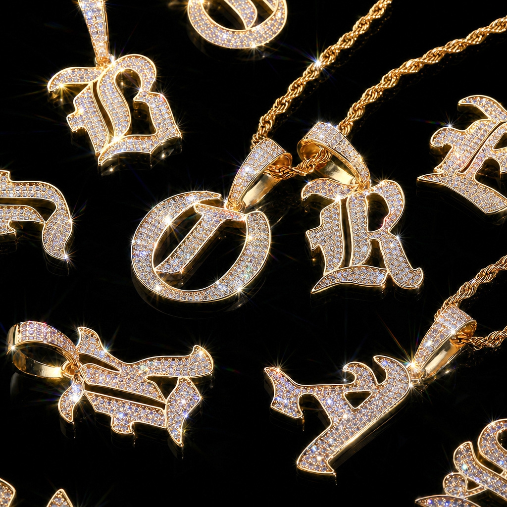 Iced Old English 26 Letters Pendant Iced Old English 26 Letters Pendant