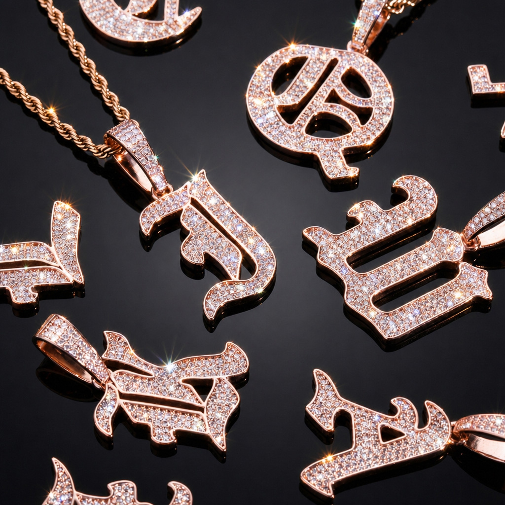Iced Old English 26 Letters Pendant Iced Old English 26 Letters Pendant
