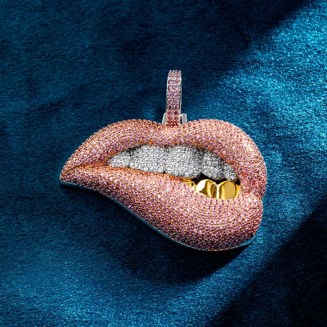 Iced Sexy Pink Lip Pendant