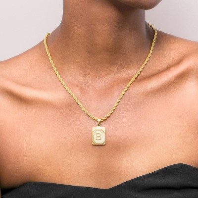  Initial Medallion Letter Pendant Necklace in Gold