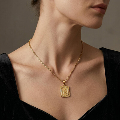 Initial Medallion Letter Pendant Necklace in Gold