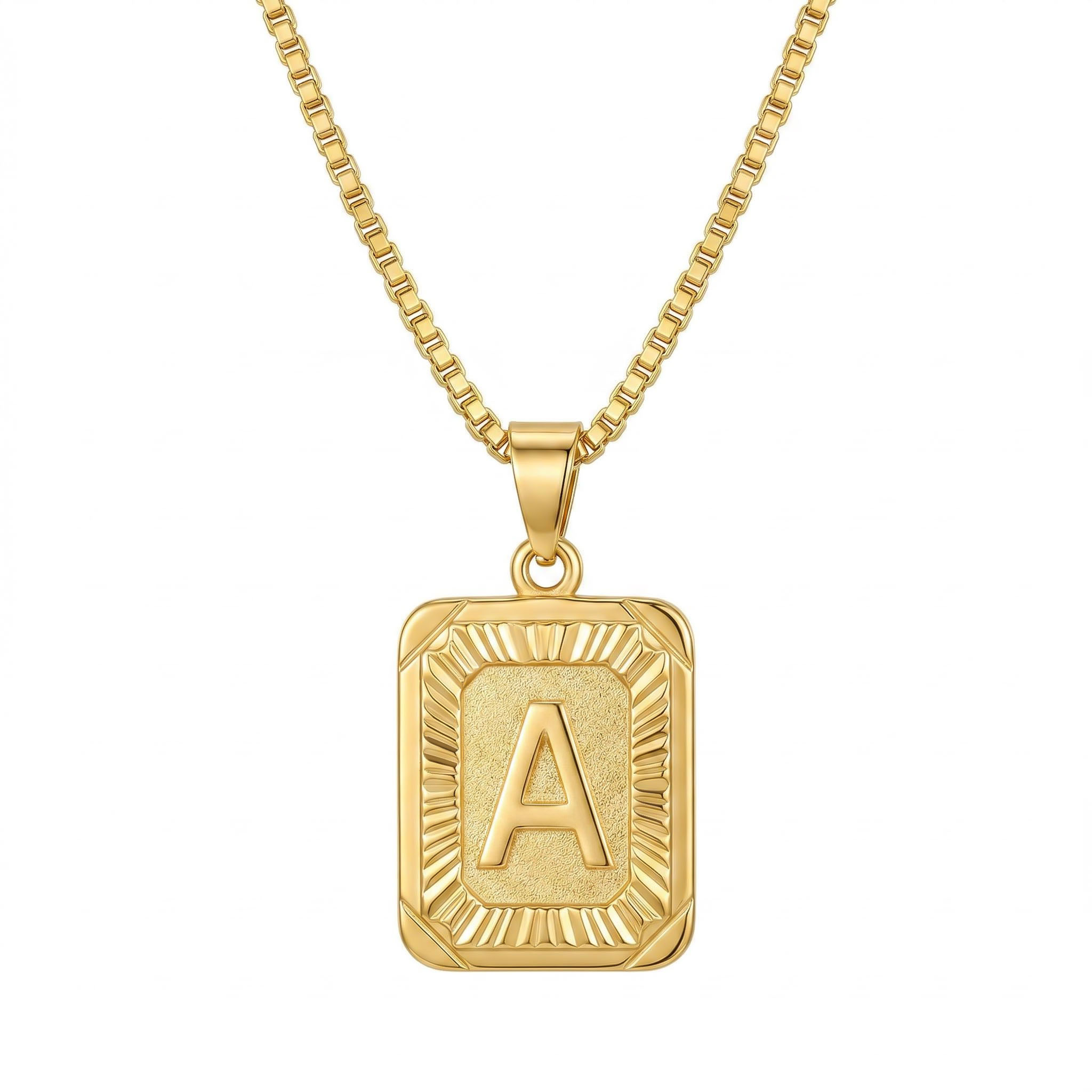 Initial Medallion Letter Pendant Necklace in Gold
