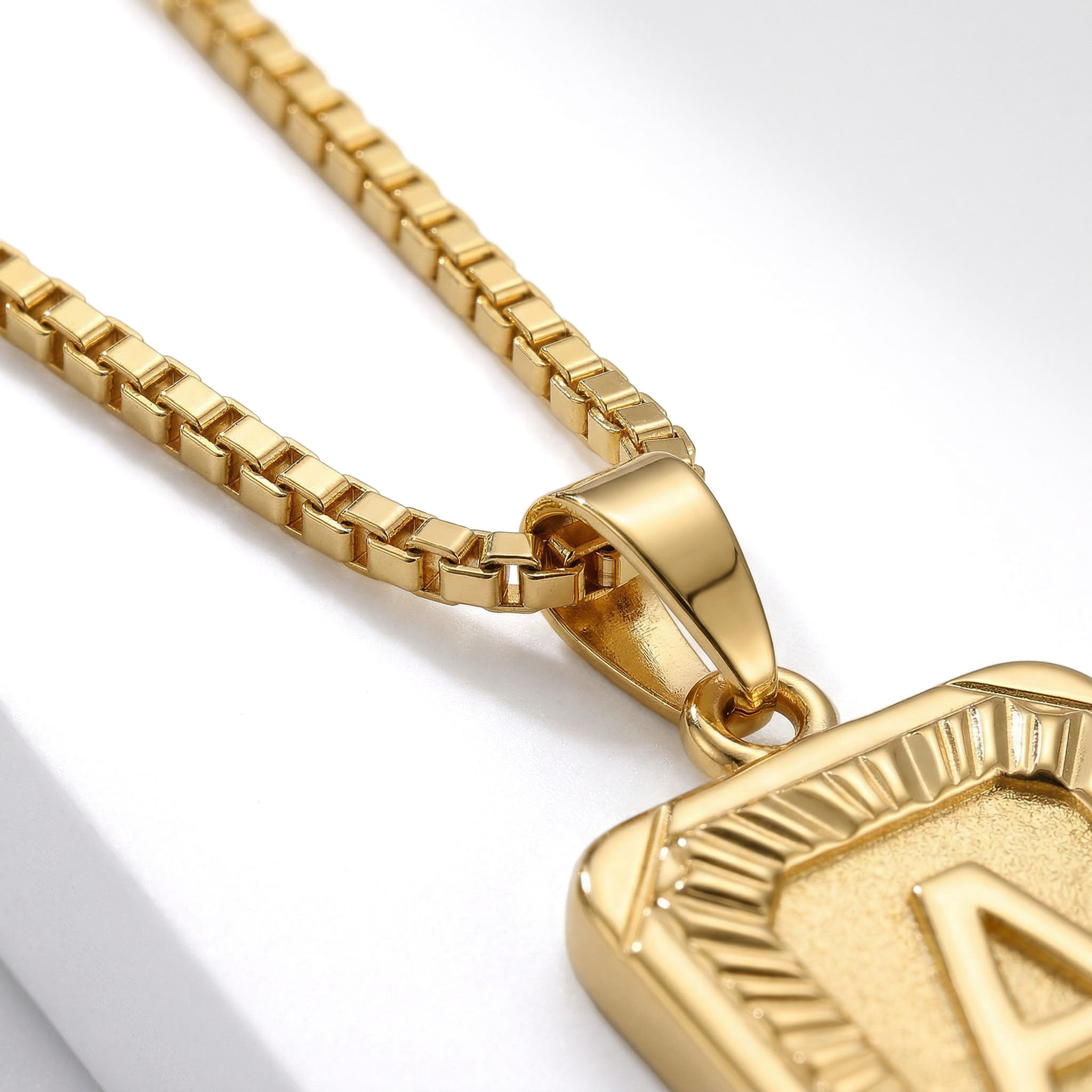 Initial Medallion Letter Pendant Necklace in Gold