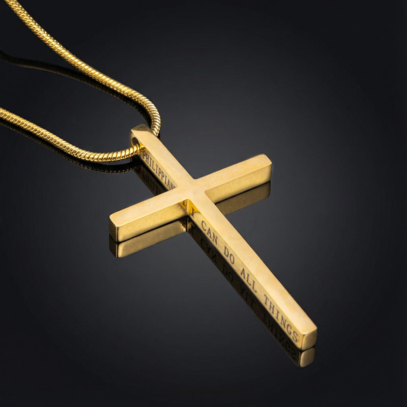 4:13 "I CAN DO ALL THINGS" Steel Cross Pendant in Gold 4:13 "I CAN DO ALL THINGS" Steel Cross Pendant in Gold