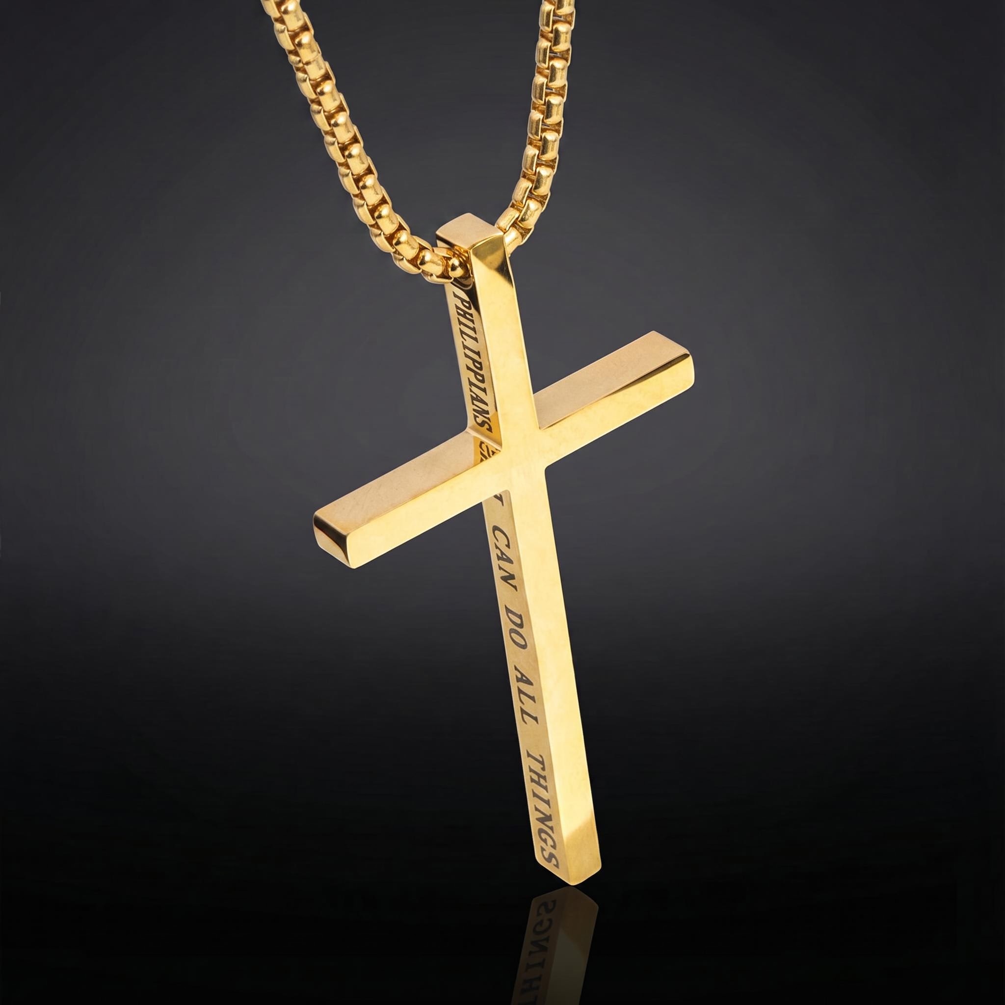 4:13 "I CAN DO ALL THINGS" Steel Cross Pendant in Gold 4:13 "I CAN DO ALL THINGS" Steel Cross Pendant in Gold