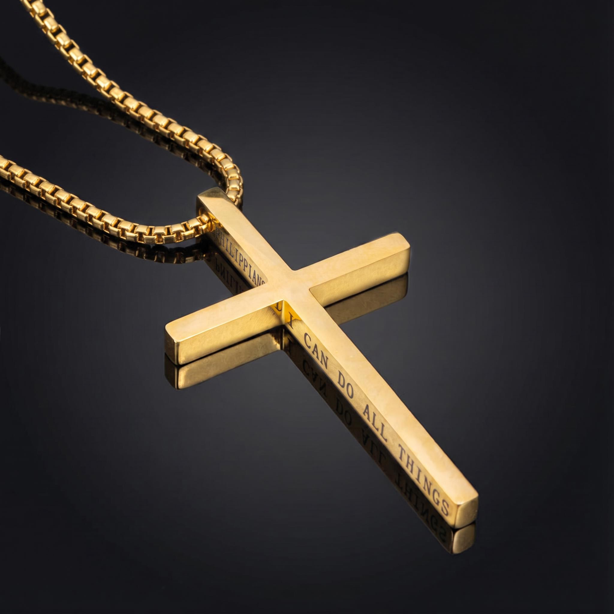 4:13 "I CAN DO ALL THINGS" Steel Cross Pendant in Gold 4:13 "I CAN DO ALL THINGS" Steel Cross Pendant in Gold