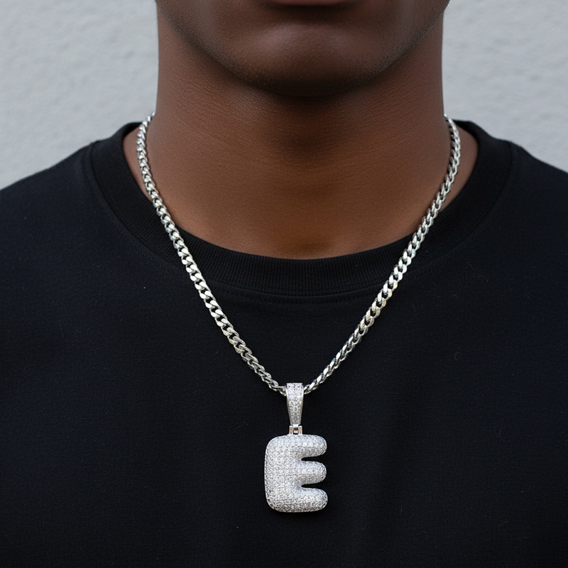 Iced 26 Bubble Letters Pendant In White Gold Iced 26 Bubble Letters Pendant In White Gold