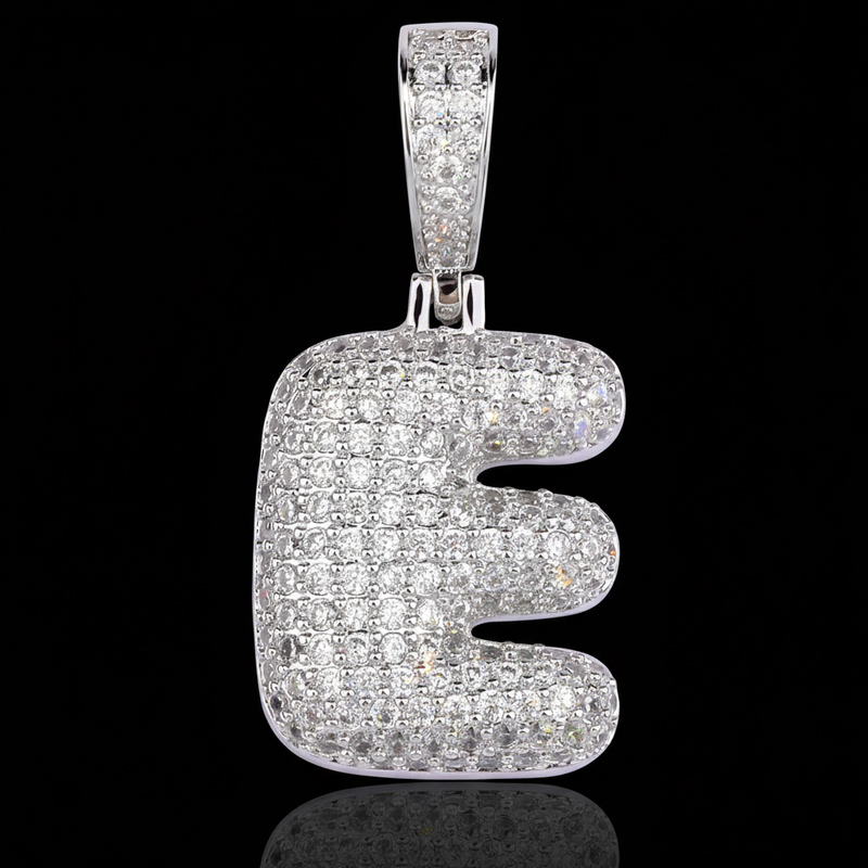 Iced 26 Bubble Letters Pendant In White Gold Iced 26 Bubble Letters Pendant In White Gold
