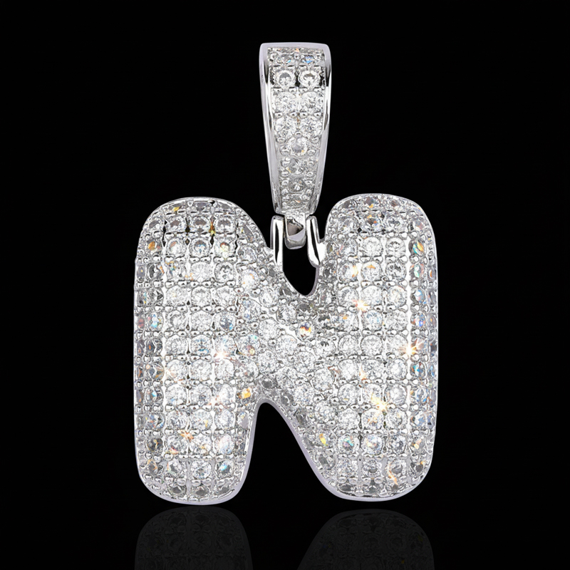 Iced 26 Bubble Letters Pendant In White Gold Iced 26 Bubble Letters Pendant In White Gold