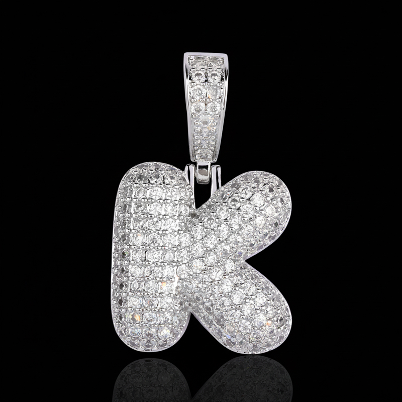 Iced 26 Bubble Letters Pendant In White Gold Iced 26 Bubble Letters Pendant In White Gold