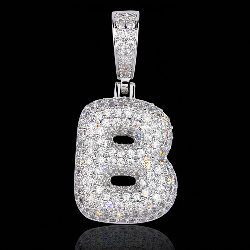 Iced 26 Bubble Letters Pendant In White Gold Iced 26 Bubble Letters Pendant In White Gold
