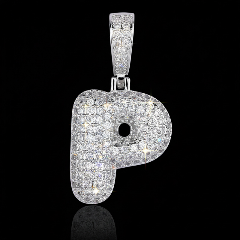 Iced 26 Bubble Letters Pendant In White Gold Iced 26 Bubble Letters Pendant In White Gold