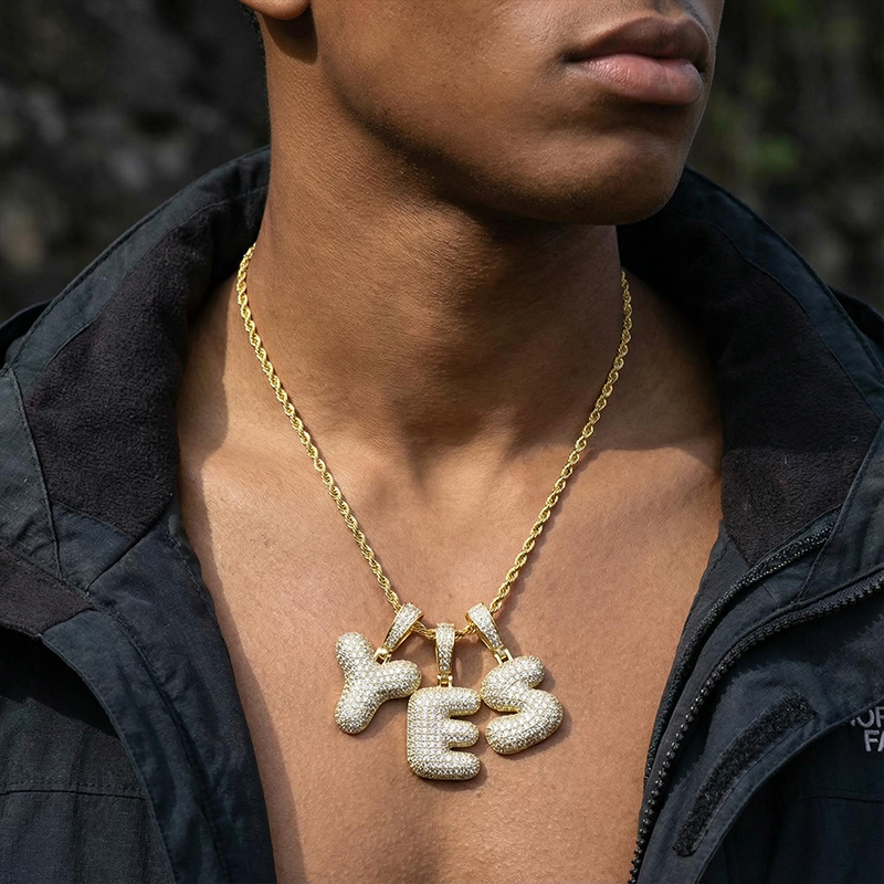 Iced 26 Bubble Letters Pendant In Gold Iced 26 Bubble Letters Pendant In Gold