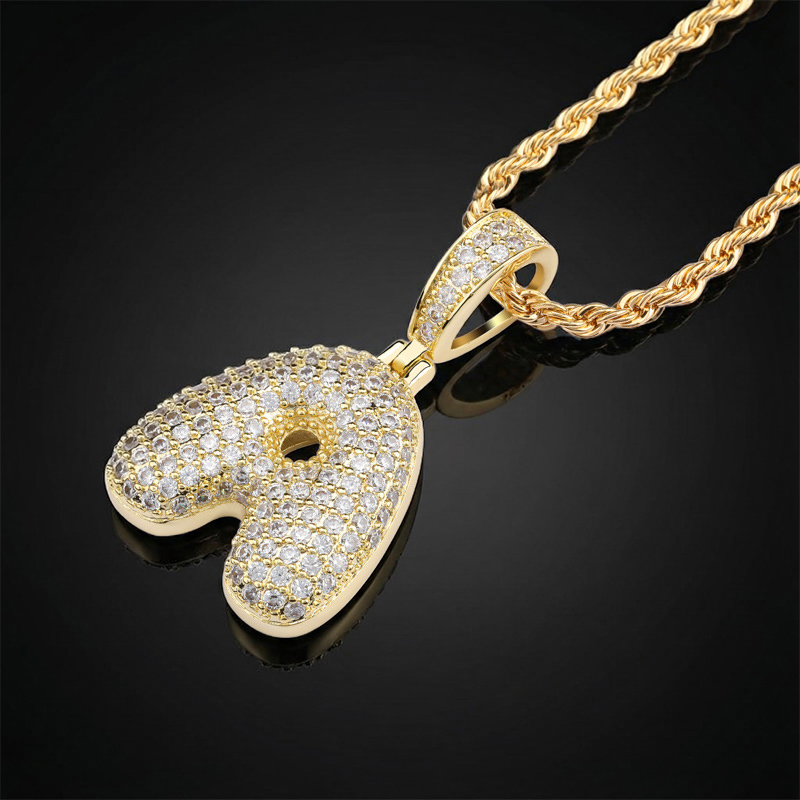Iced 26 Bubble Letters Pendant In Gold Iced 26 Bubble Letters Pendant In Gold