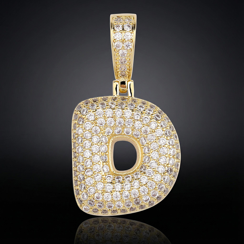 Iced 26 Bubble Letters Pendant In Gold Iced 26 Bubble Letters Pendant In Gold