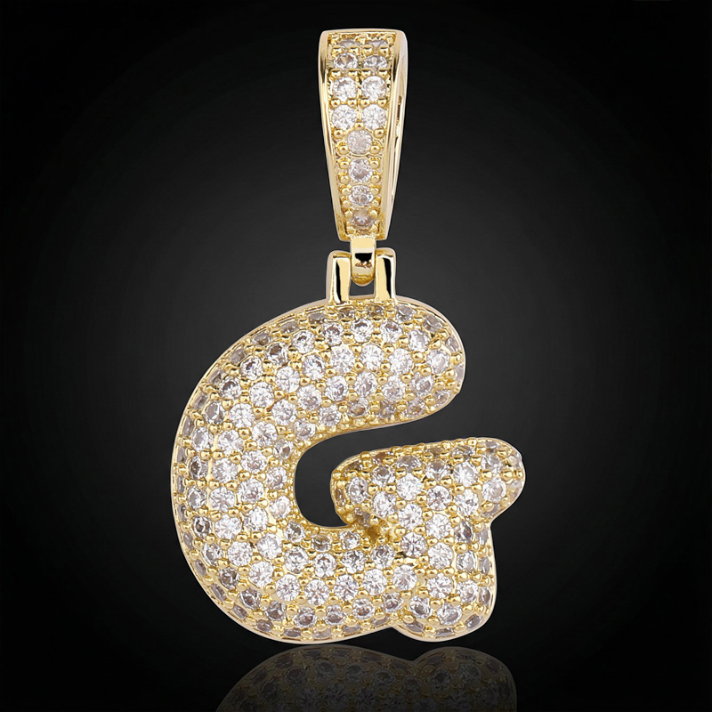Iced 26 Bubble Letters Pendant In Gold Iced 26 Bubble Letters Pendant In Gold