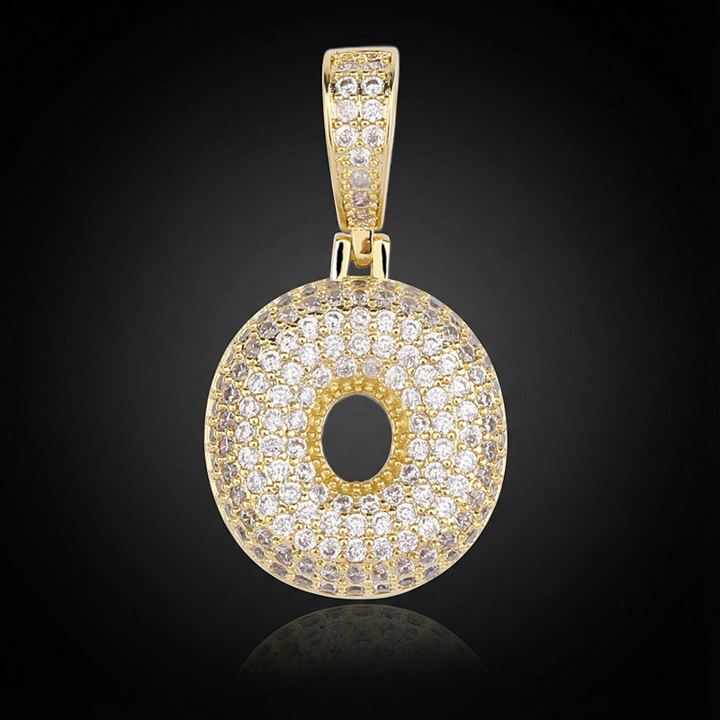 Iced 26 Bubble Letters Pendant In Gold Iced 26 Bubble Letters Pendant In Gold