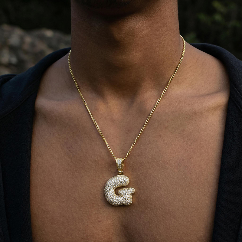 Iced 26 Bubble Letters Pendant In Gold Iced 26 Bubble Letters Pendant In Gold