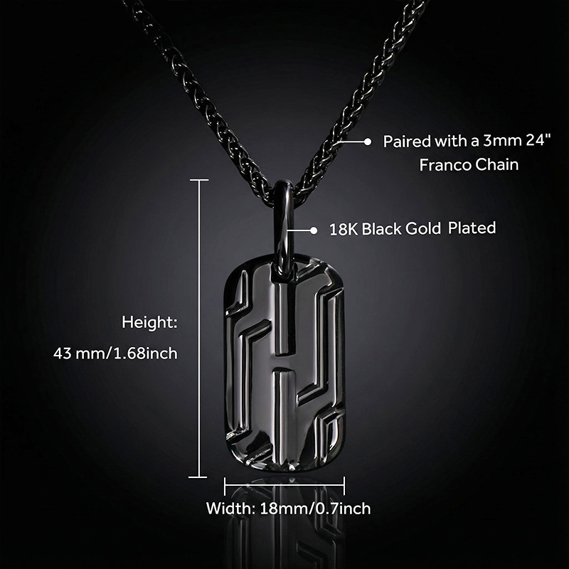 Men's Dog Tag Pendant in Black Gold