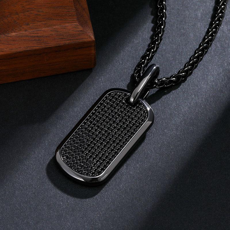 Iced Men's Dog Tag Pendant in Black Gold - Helloice Jewelry