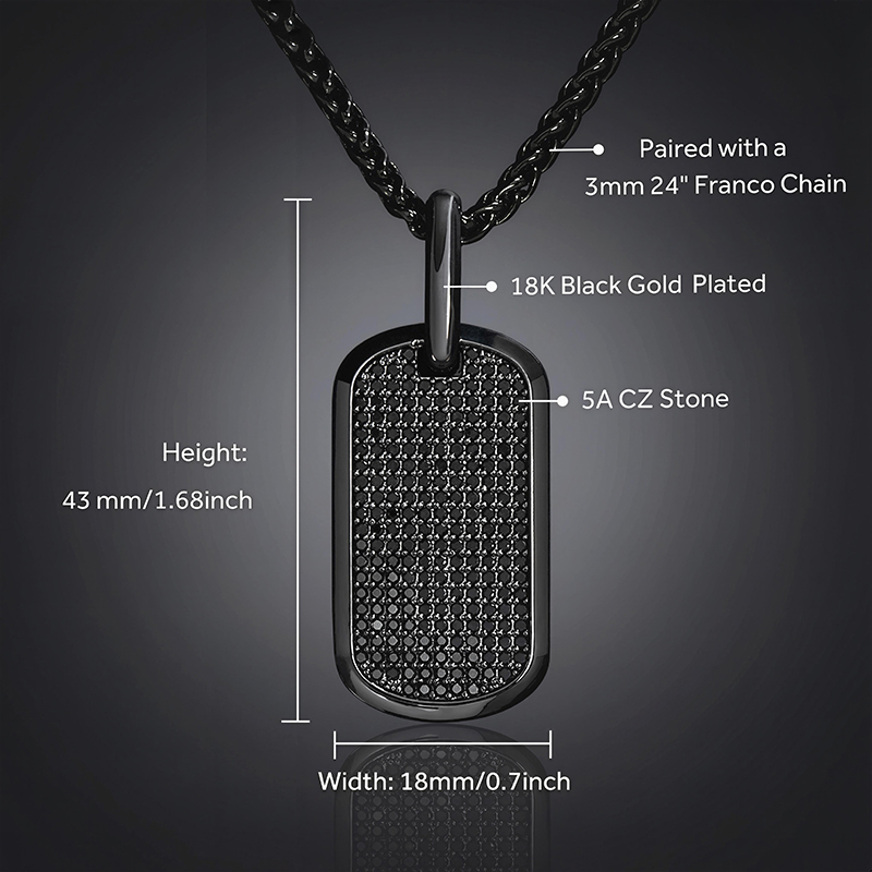  Iced Men's Dog Tag Pendant in Black Gold
