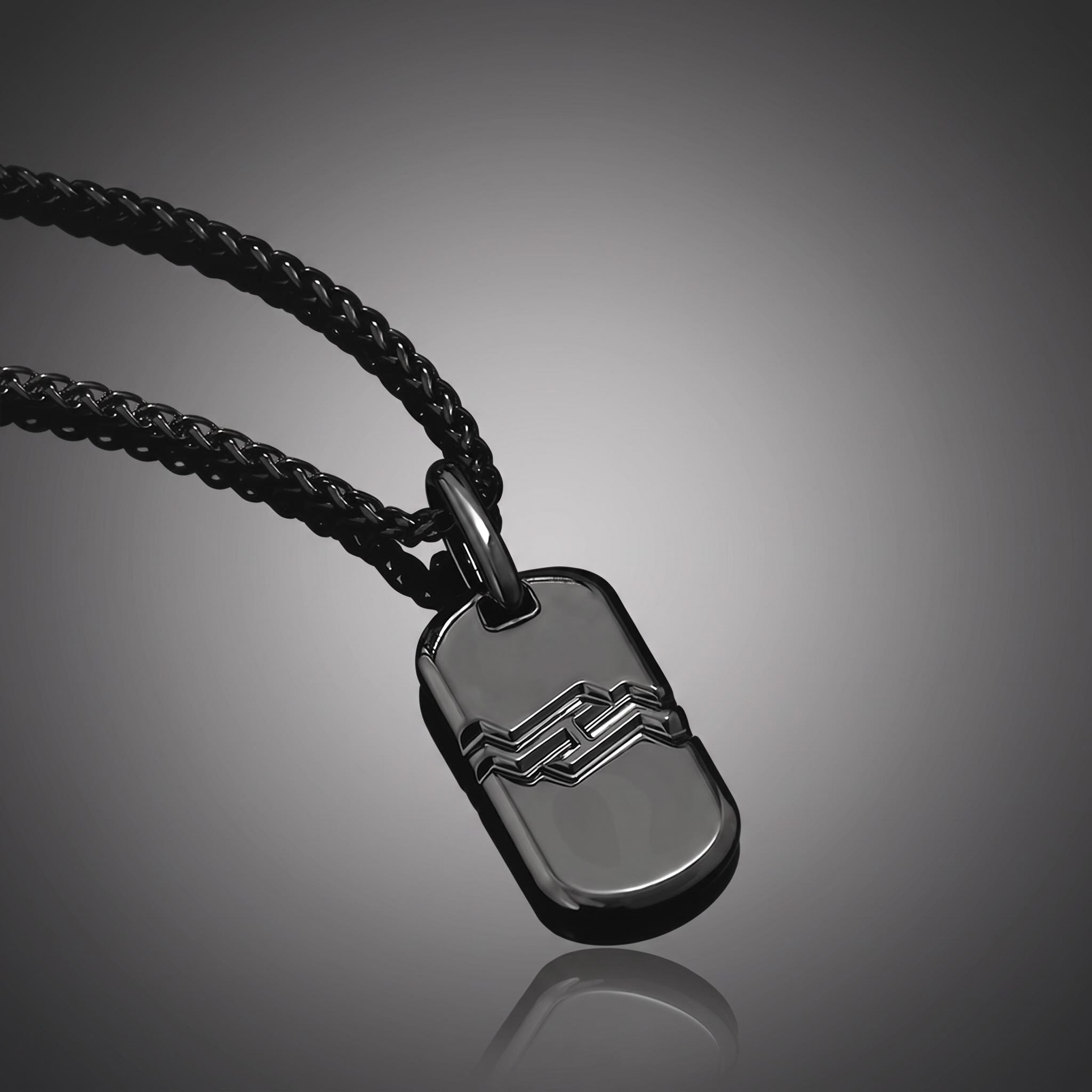 Iced Men's Dog Tag Pendant in Black Gold Iced Men's Dog Tag Pendant in Black Gold